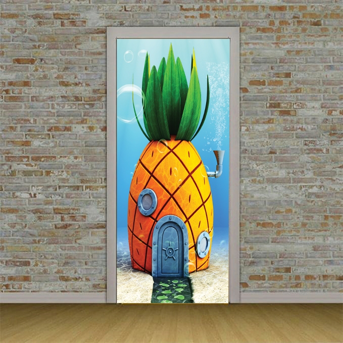 Capa de Porta Decorativa Sublimada com Elástico Veste Fácil 0,85x2,10 Temática Bob Esponja
