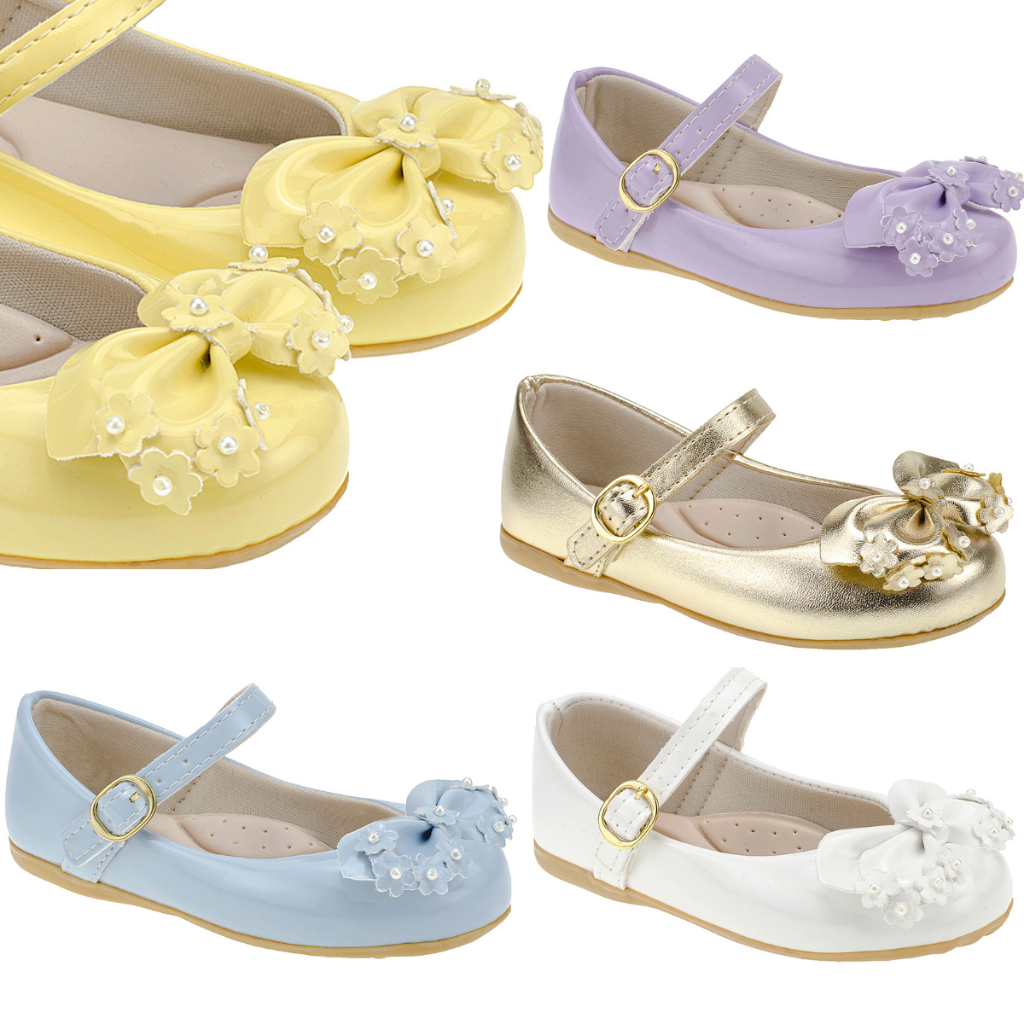 Sapatilhas Infantil Bailarina Menina Laço Flor Verniz Delicada Promoção Festa Verão 2025 - 20 ao 27 em Oferta na Shopee