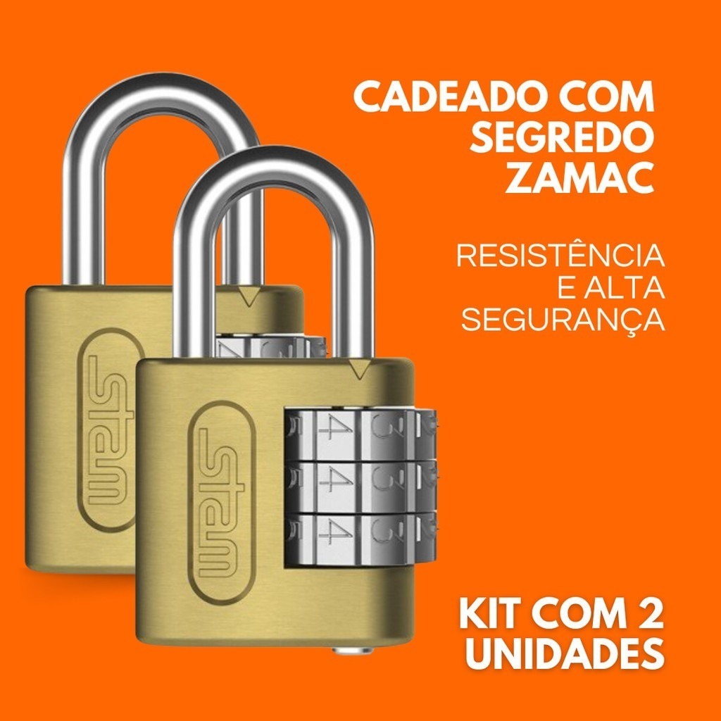 Kit Cadeado Stam Segredo 25 mm 2 unidades