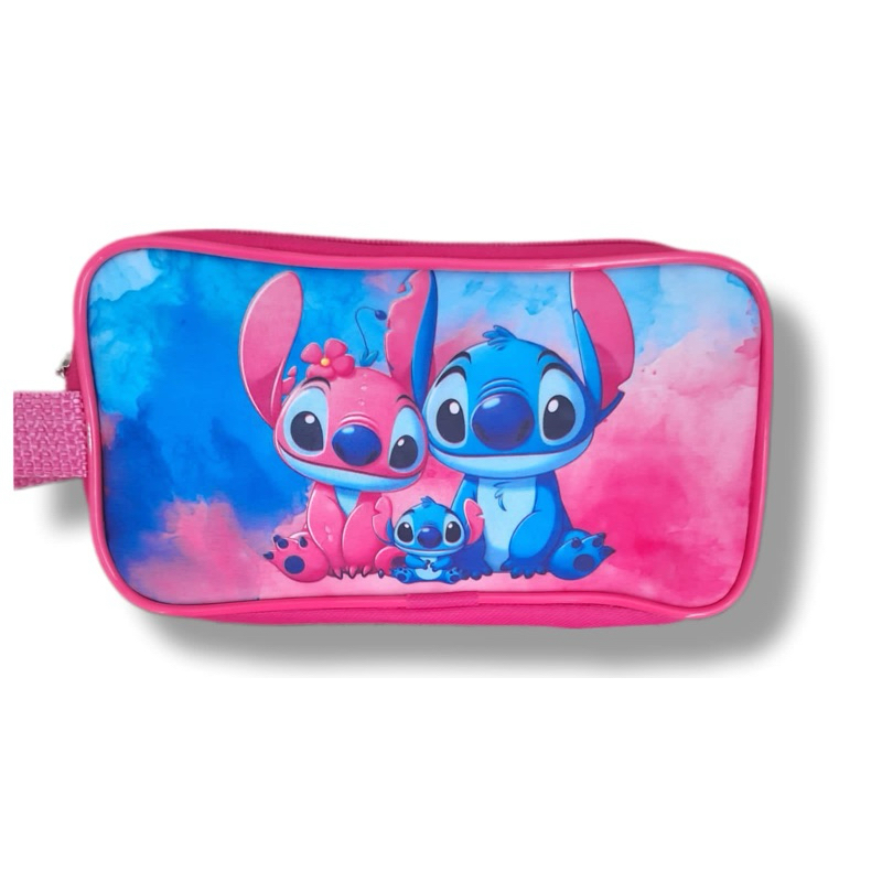 Estojo Escolar Infantil Grande Lilo Stitch Rosa 2 Compartimentos Material volta aulas em Oferta na Shopee