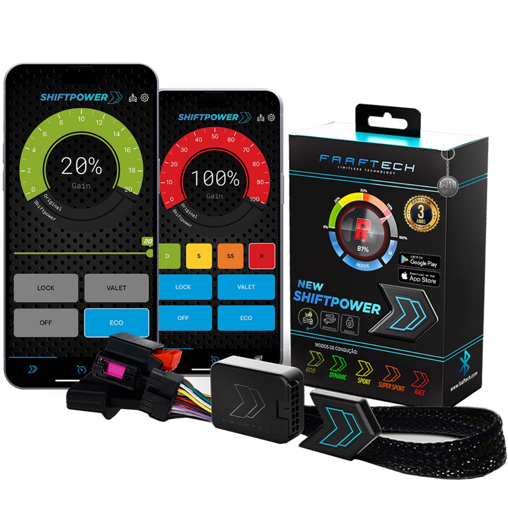 Chip Potencia Gás Pedal Shiftpower Modo Eco Bluetooth Ft-Sp18+