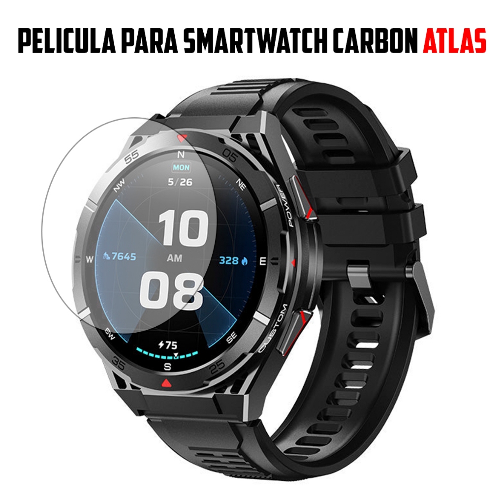 Película para Smartwatch Carbon Atlas de vidro temperado Proteção de Tela