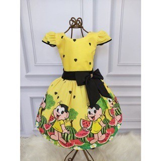 Vestido Menina Infantil Luxo Temático Manga Viés Magali