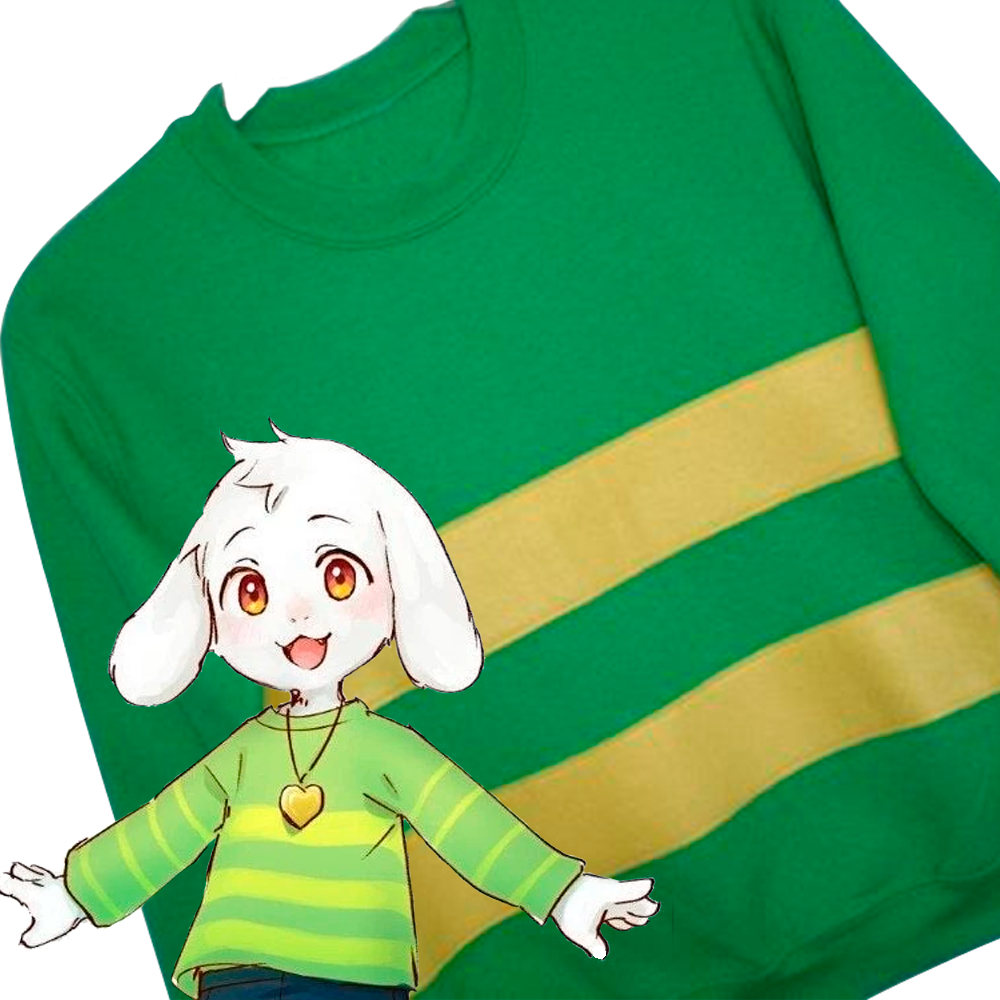 Blusa Cosplay Fantasia Asriel jogo undertale Verde e Amarelo Listrado