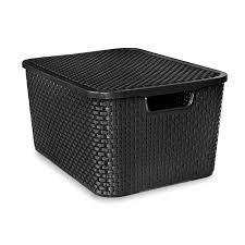 Caixa Cesto multiuso Organizadora Rattan Preta 15L Litros 18X26X34.5CM