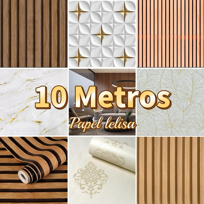 Papel de Parede 10 METROS x 45CM Adesivo Autocolante para Sala, Quarto