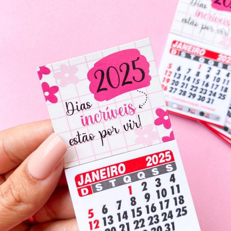 Mini Calendário 2026 com imã - Mimo cliente lembrancinha