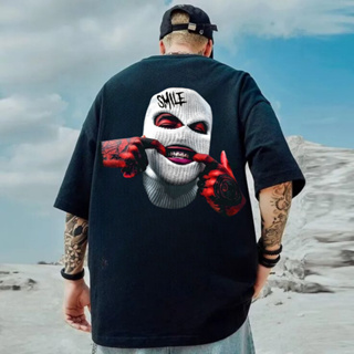 Camiseta Masculina Oversized Premium 100% Algodão Smile Mascara Veste Todos os Tamanhos em Oferta na Shopee