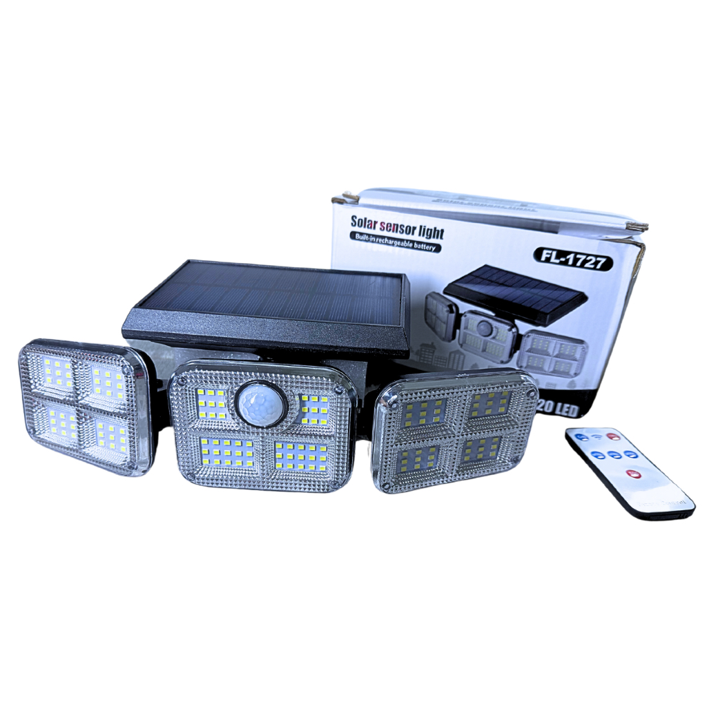 Refletor Solar LED 800W com 3 Cabeças e Sensor Presença – Iluminação Forte Área Externa