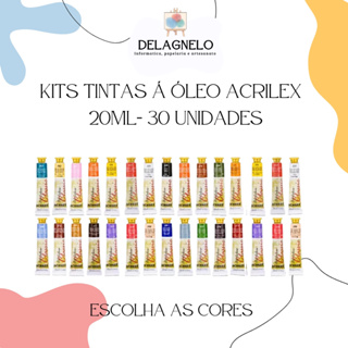 Kit 30 Tintas A Óleo para Pintura em tela de 20ml Acrilex em Oferta na Shopee