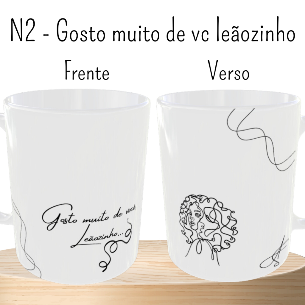Caneca Porcelana Personalizada - Xícara Para Presente - Gosto Muito de Você Leãozinho