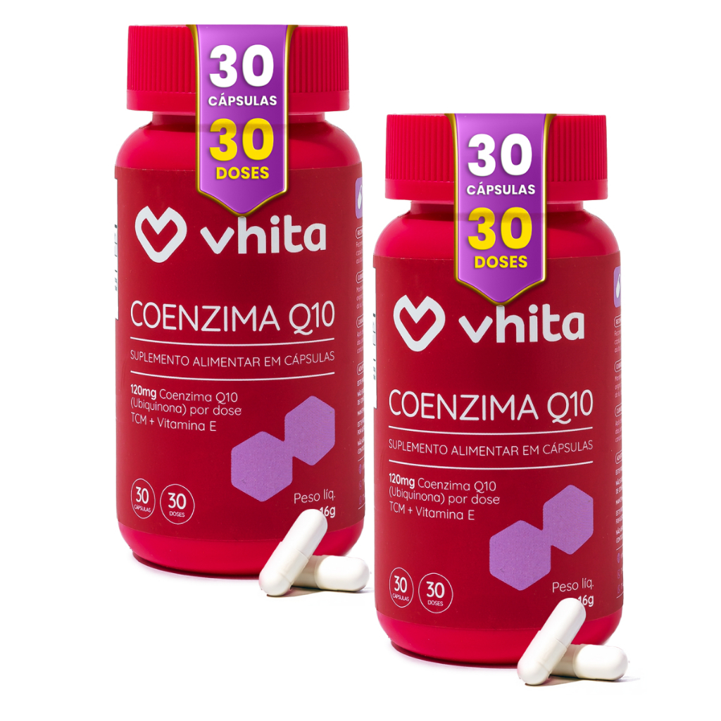 Coenzima Q10 Ubiquinona 120mg Com Vitamina E e TCM 30 cáps - Vhita ( 2 unidades)