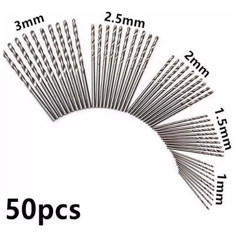 Jogo Kit 50 Brocas Aço Rapido 1mm 1,5mm 2mm 2,5mm 3mm (50pç)