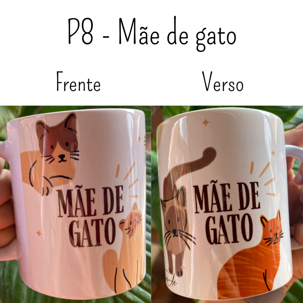 Caneca Porcelana Personalizada - Pet- Gato - Mãe de gato -  Gatos Fofos