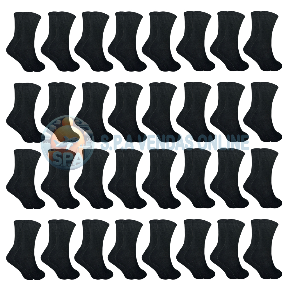 Kit com 18 Pares Meia de Cano longo PRETA com Algodão masculina em Oferta na Shopee