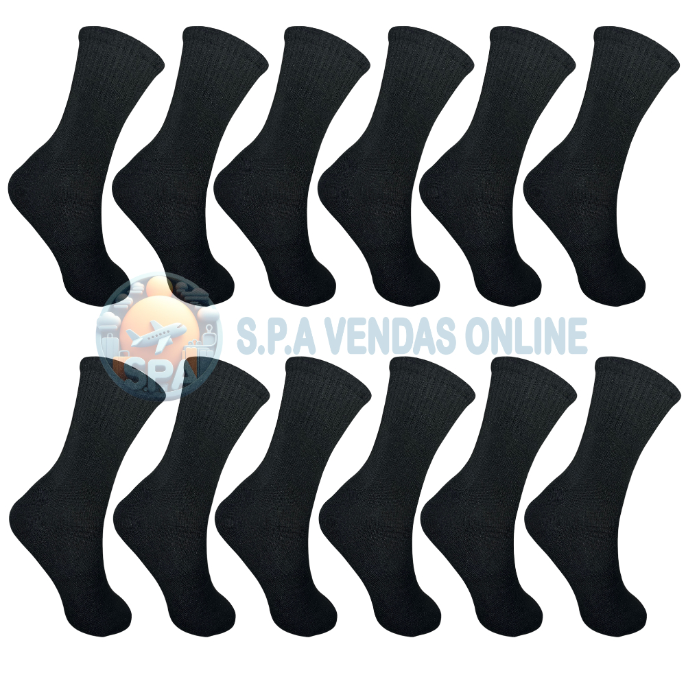 Meia Longa Preta Masculina em Kit com até 24 Pares em Oferta na Shopee