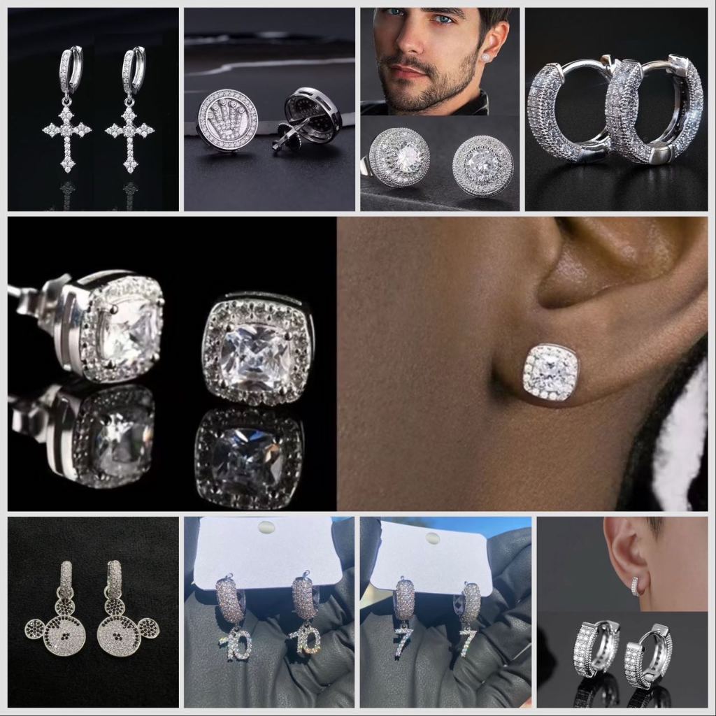 50 MODELO Brincos de agulha de prata estilo americano Brincos masculinos Femininos COR PRATA