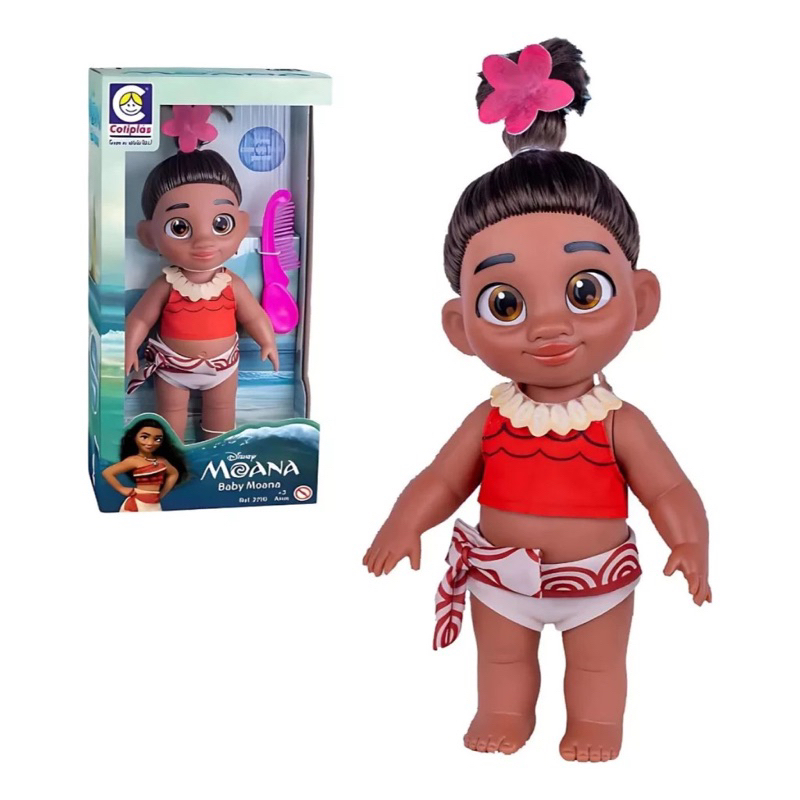Boneca Princesa Moana Bebê Baby Rabo de cavalo Disney Original Cotiplas envio imediato