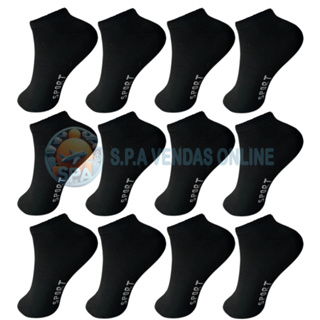 Kit de Meias Soquete Preta para Homem e Mulher com Algodão Esporte em Oferta na Shopee