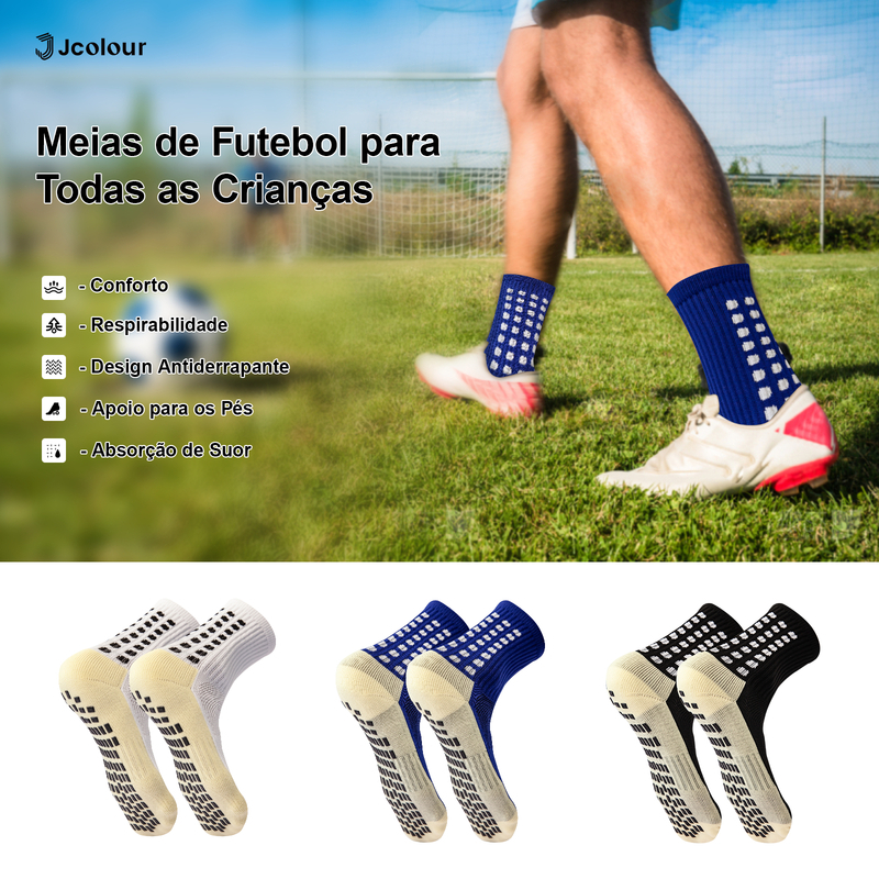 Kit 6 pares Meias de futebol juvenil 36 Meias Esportivas De Algodão Antiderrapantes De Alta Qualidade