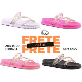 Papete Feminina Sandália Delicada Gliter Leve Confotável em Oferta na Shopee