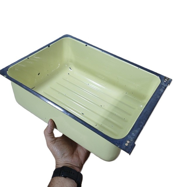 Gaveta Legumes Ferro Esmaltado Geladeira Antiga 36x26x12cm