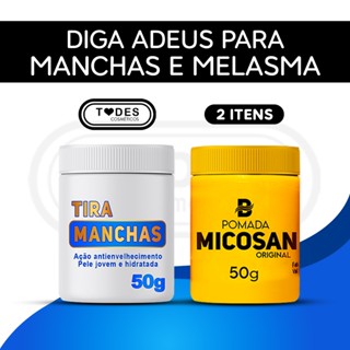 Kit Pomada Micosan e Pomada Clareadora Tira Manchas Tratamento de Espinhas Melasma Manchas e an em Oferta na Shopee