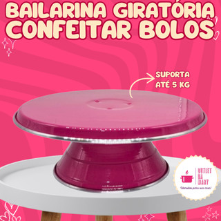 Bailarina de Bolo Giratória Aluminio  Color 30 cm Boleira Giratória Bailarina Confeitar Torta.