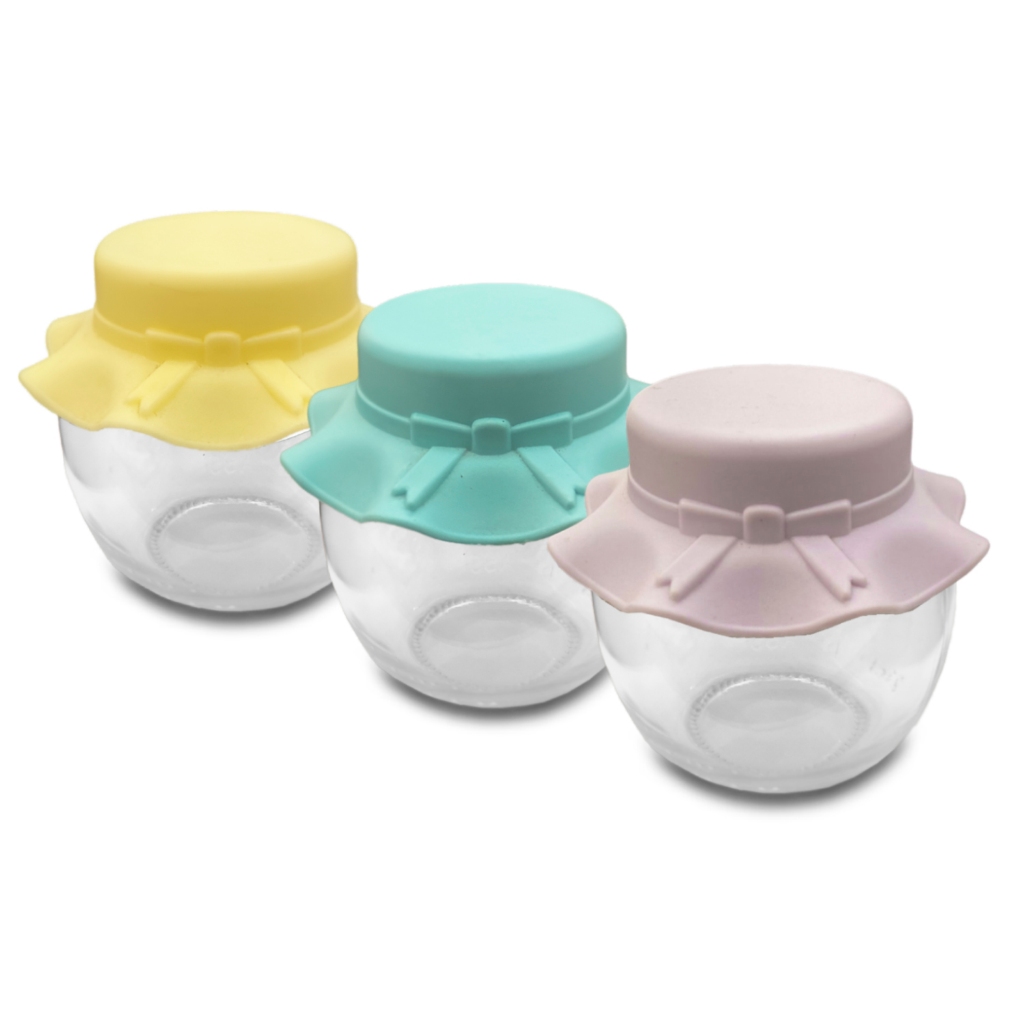 Pote De Vidro Com Tampa Macaron 210ml Confeitos Coloridas