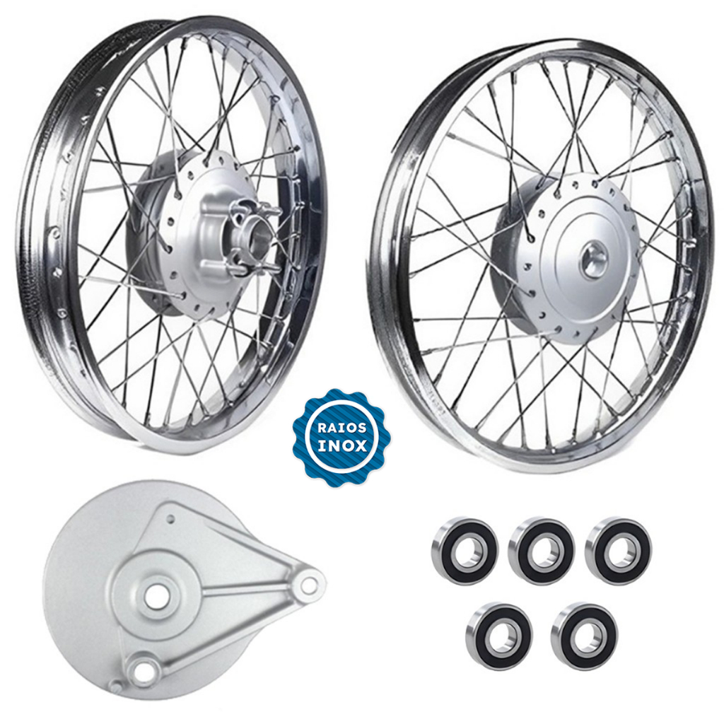 Par Aro Roda Raio Inox Cg Fan 125 09/22 Espelho Tras / Rolam