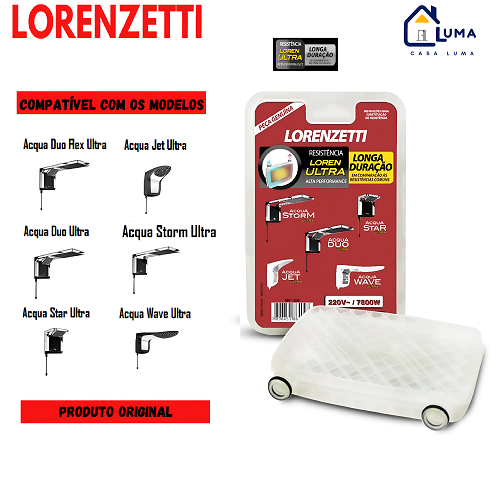 RESISTÊNCIA ACQUA ULTRA  ORIGINAL  PARA CHUVEIROS DA LINHA ACQUA 110/127V 5500W OU 220 6800W / 7800W LORENZETTI