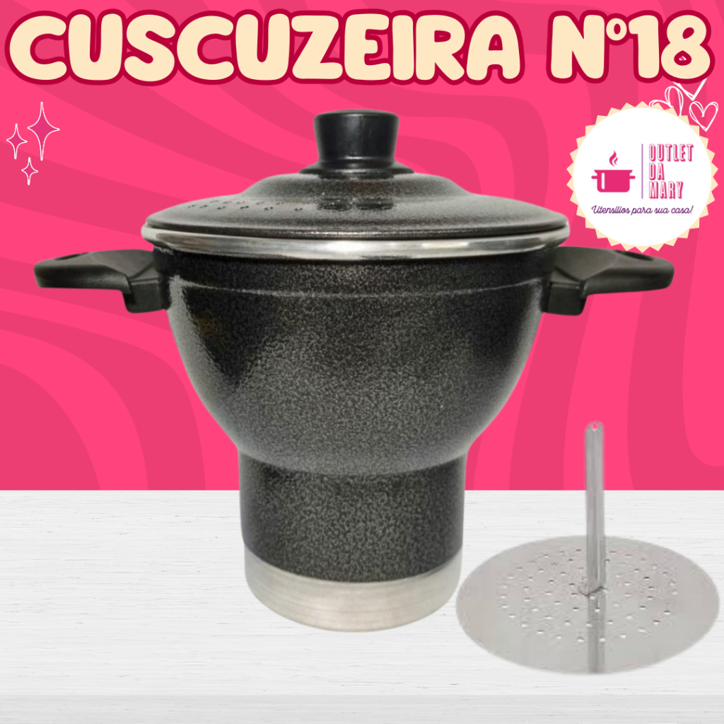 Cuscuzeira Nordestina Alumínio  Craqueado  nº18 cm Cuzcuzeira Para 4 Pessoas aluminio Amj
