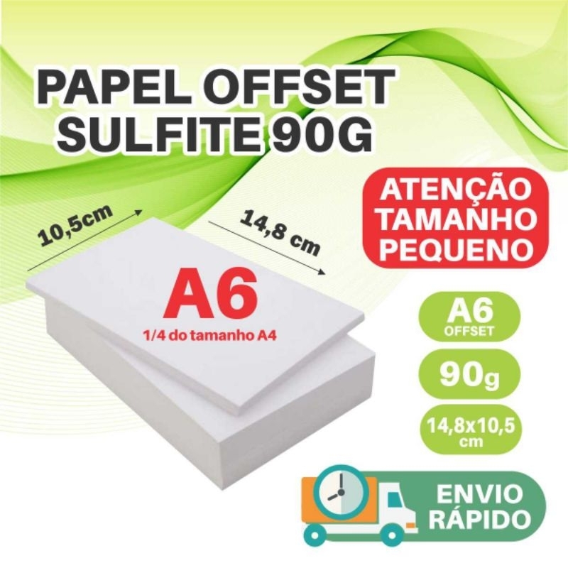 Papel Sulfite Offset A6 90g 500 até 3000 folhas Branco Ótima Qualidade em Oferta na Shopee
