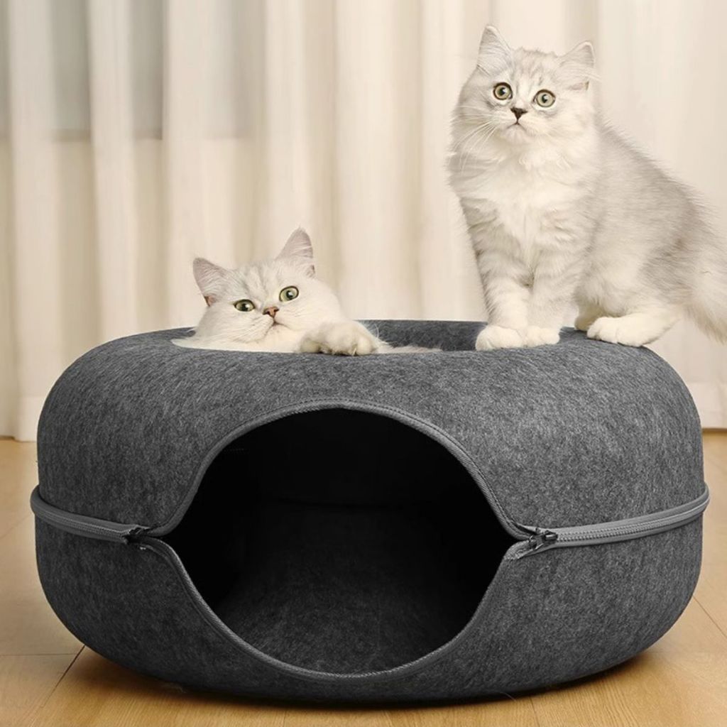 Cama Casinha Túnel de Feltro 60 x 60 Rosquinha Toca para Gatos Cães Grande Caminha Donuts ...