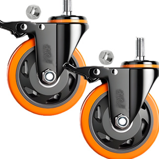 Kit 2 Rodinha Rodízio Roda Grande Reforçada Giratório Espiga Parafuso Freio Trava 70mm Marca RRJ em Oferta na Shopee