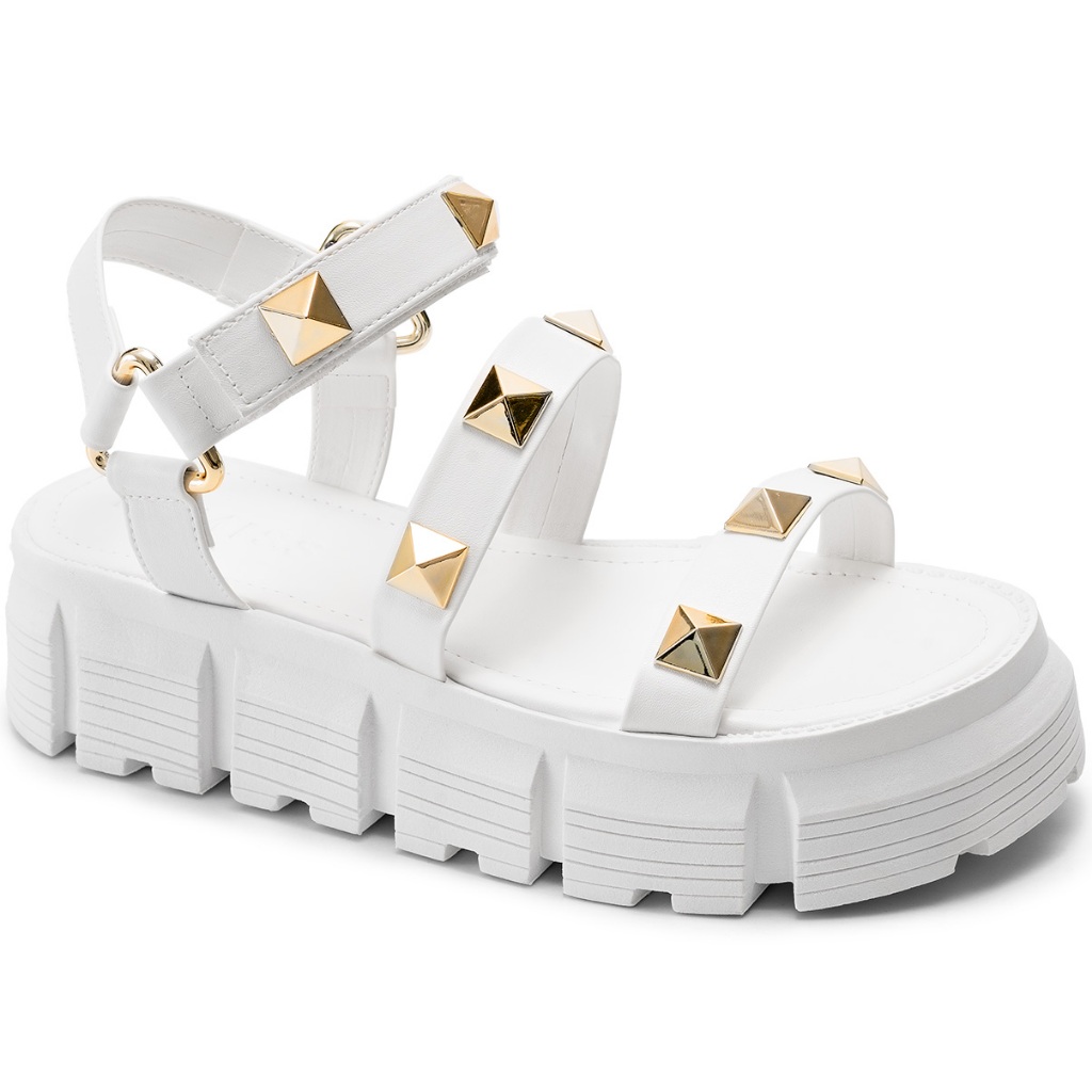 Sandália Papete Feminina Lumiss Confortável Flatform Tratorada Pirâmide