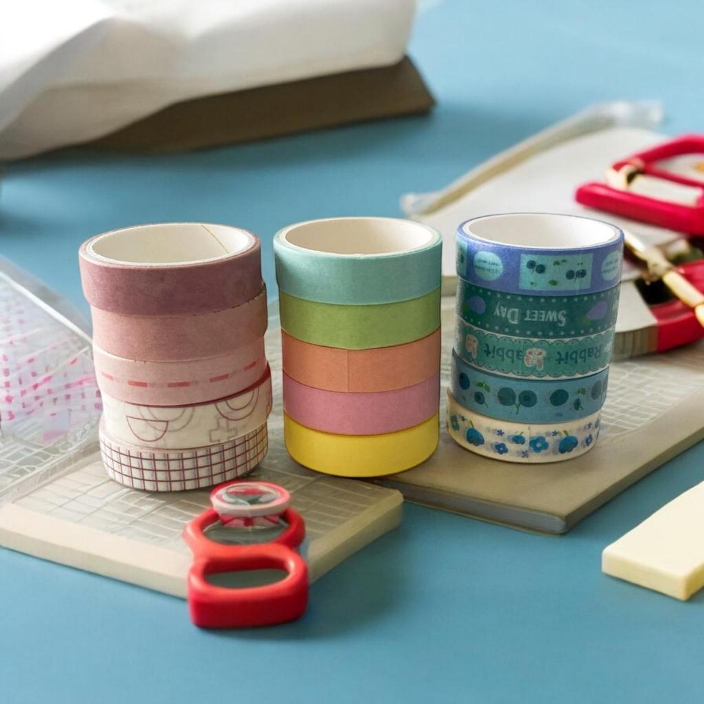 Kit jogo Fita Washi  Decorativa de 10 mm x 2 m Fita Washi  (JOGO COM  5 ROLOS)TOYKO DESIGN