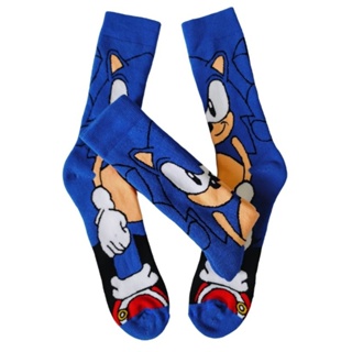 meia Sonic azul adulto cano alto algodão pronta entrega em Oferta na Shopee