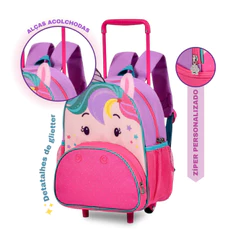 Kit mochila infantil menina Clio Unicórnio Escola