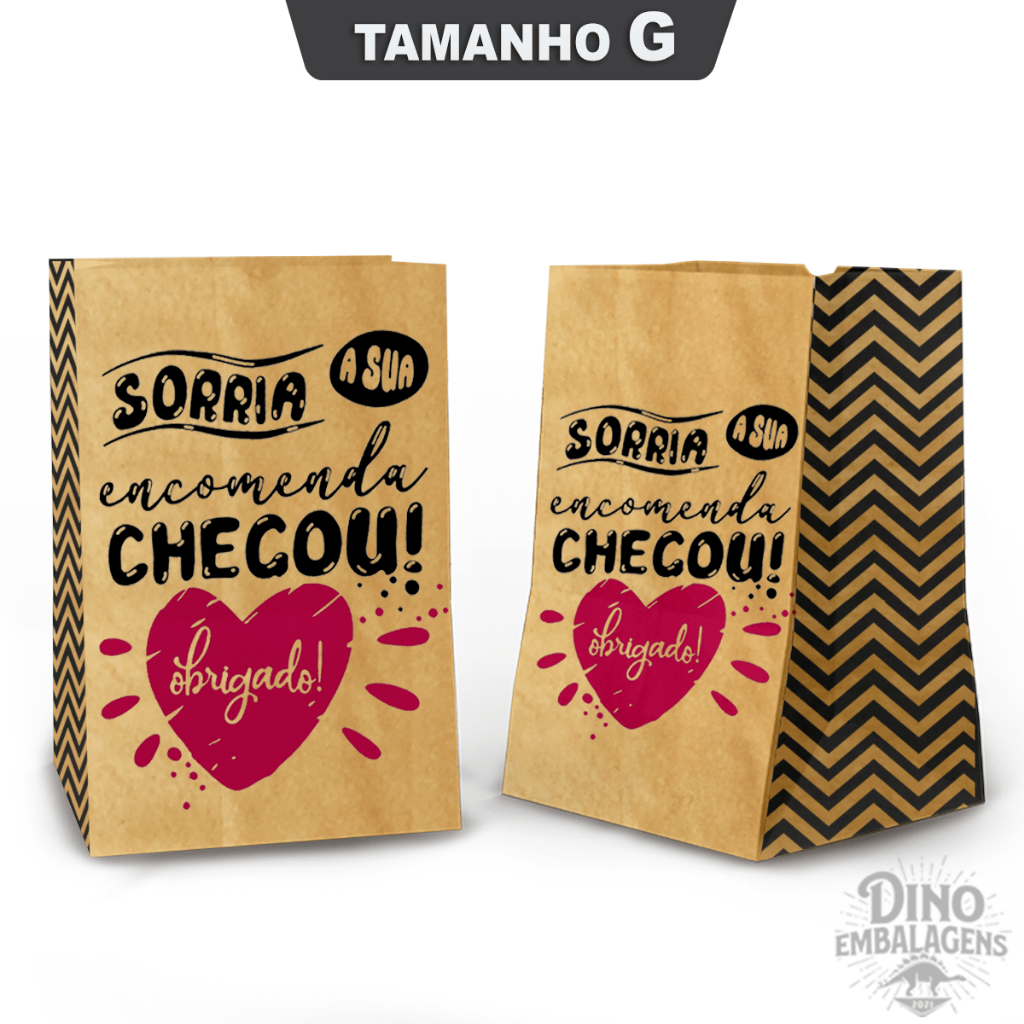 Saco Kraft Delivery Estampado Coração Vermelho Tamanho G (100 unidades) em Oferta na Shopee