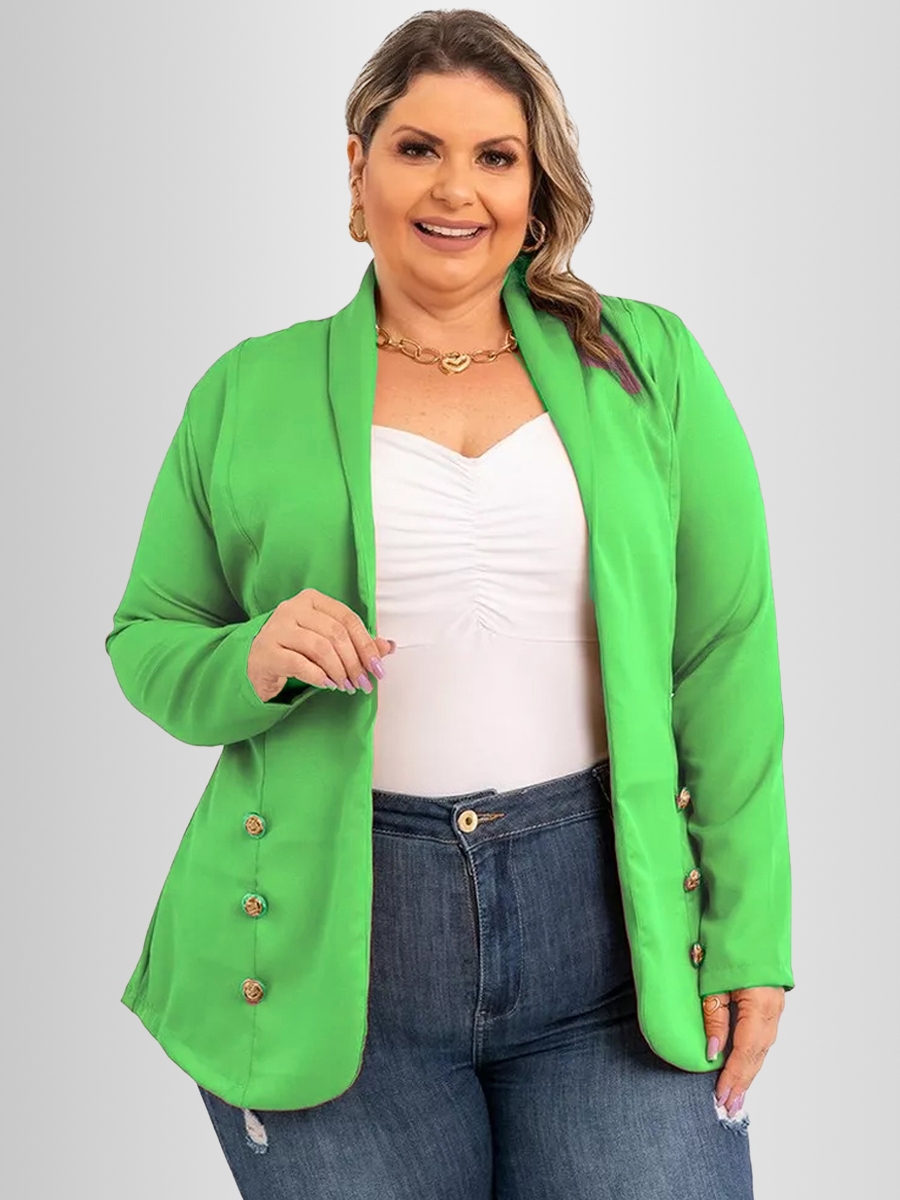 Blazer Feminino Alfaiataria Longo Sobretudo Social Plus Size Moda Luxo Look Elegante