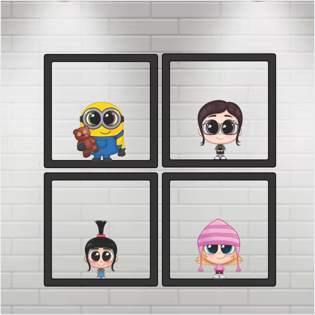 4 Quadros Meu Malvado Favorito *Minion Bob *Agnes *Margô *Edith