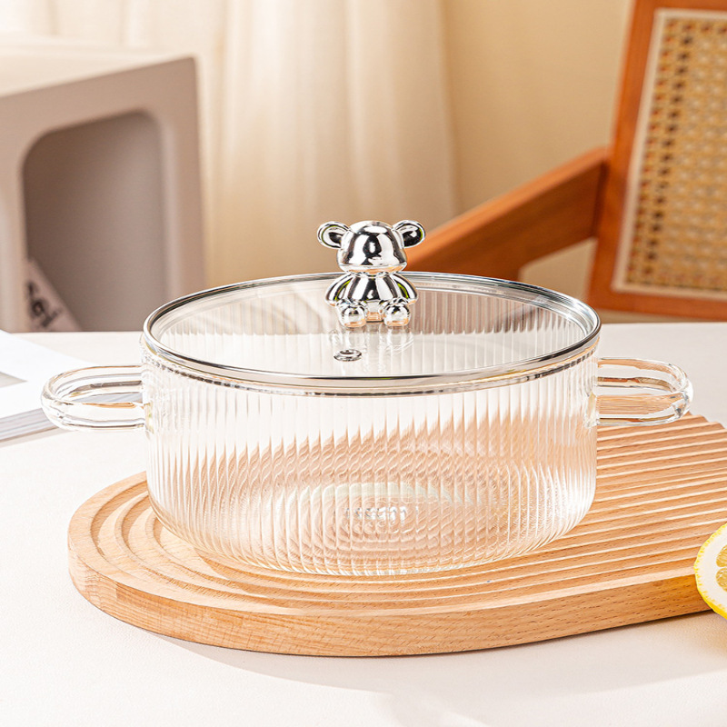 Panela De Vidro Com Tampa Borosilicato Resistente Ao Calor