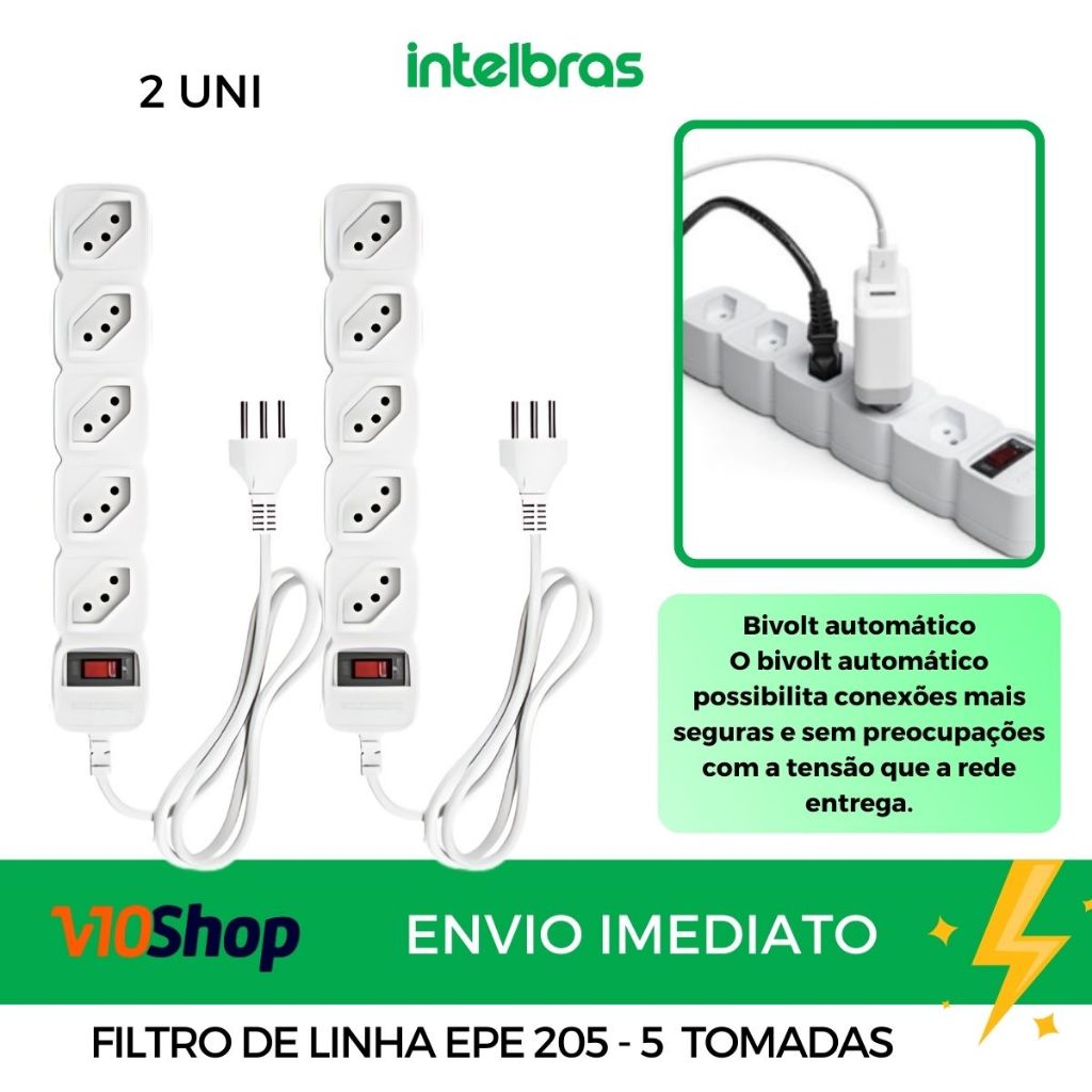 2 Filtro De Linha Régua 5 Tomadas Epe 205 Intelbras