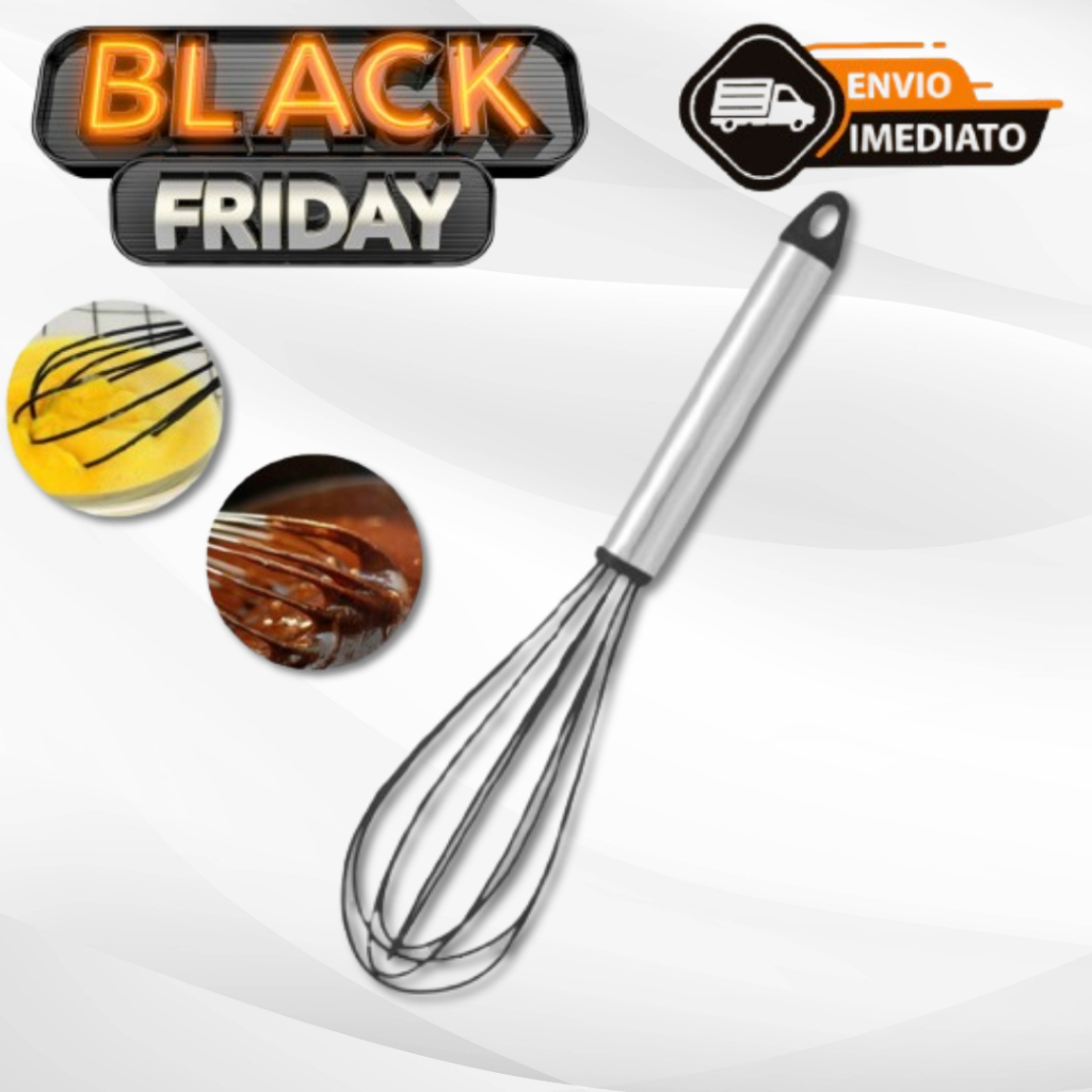 Batedor De Ovos Fouet De Silicone Multiuso Para Cozinha 30cm PRETO Envio Imediato