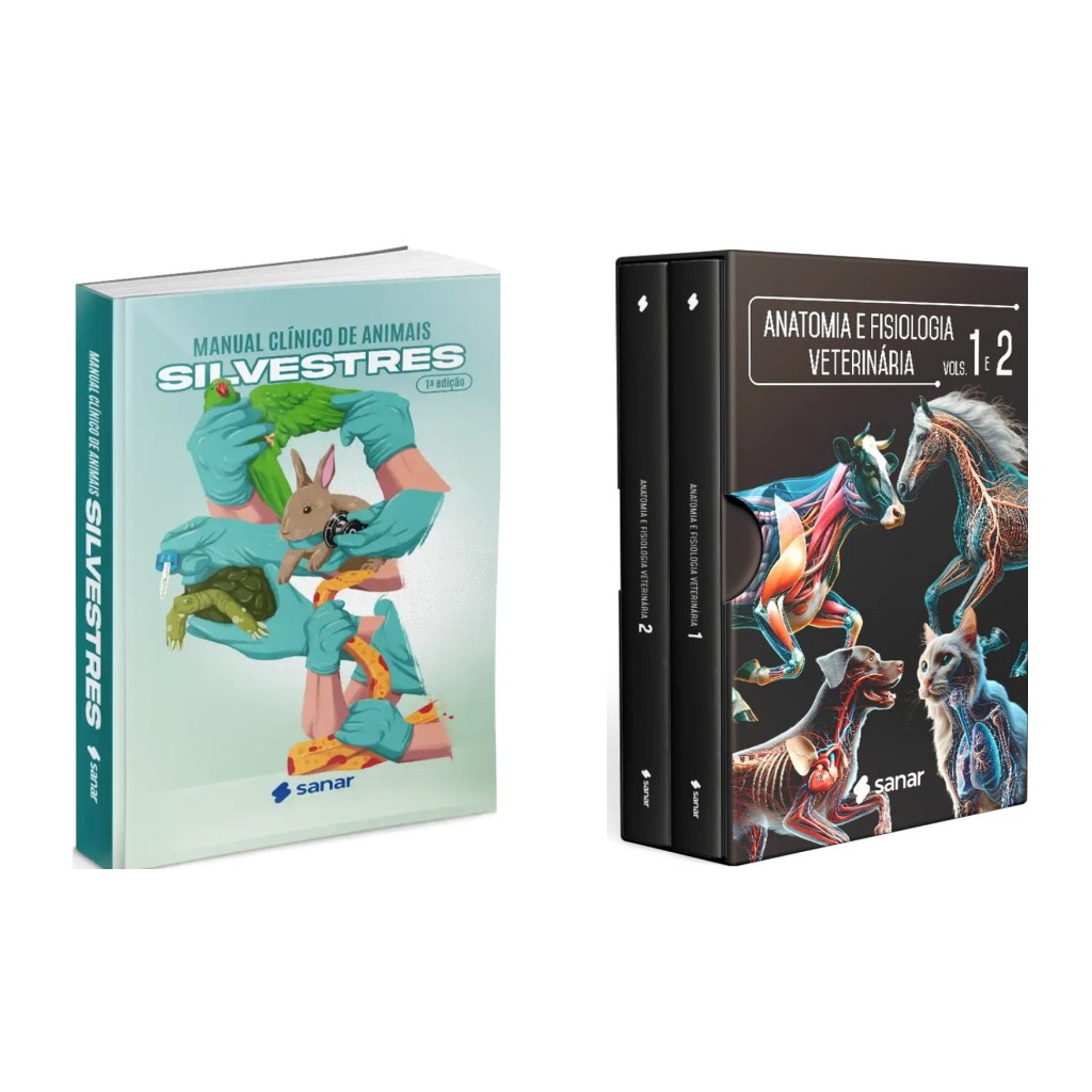 Kit Livros Sanar Manual Silvestres + Anatomia e Fisiologia Veterinária