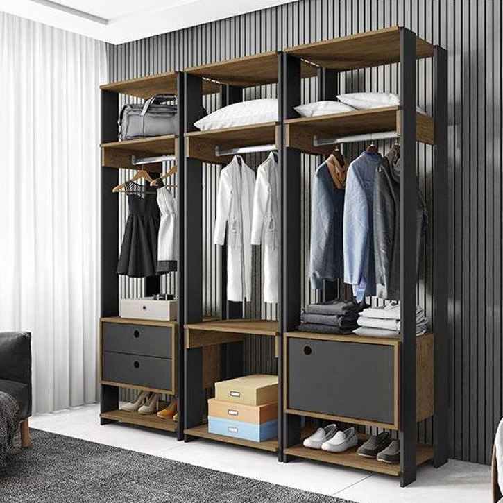 Guarda Roupa Modulado Titan 3 Peças Preto Freijó - Móveis Leão - Home & Living