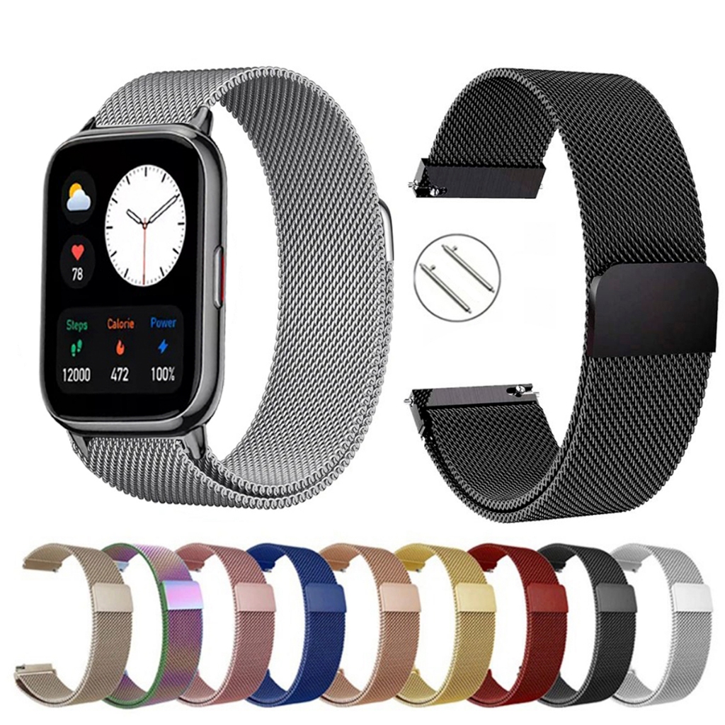 Pulseira de 22mm milanesa aço inox para Amazfit Pop 2 A2290 de Engate Rapido