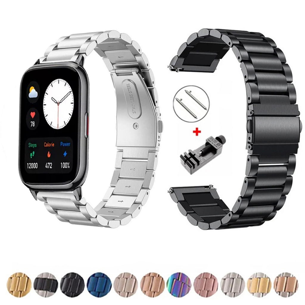 Pulseira de 22mm Metal Elos de aço inox para Amazfit Pop 2 A2290 de Engate Rapido