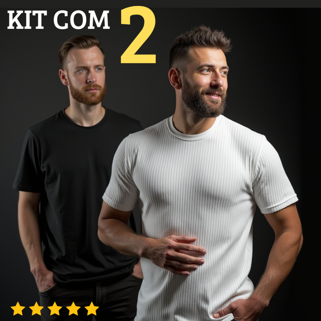 Kit 2 Camiseta Camisa Slim Fit Canelada Casual Estilo Americana Importada versátil minimalista